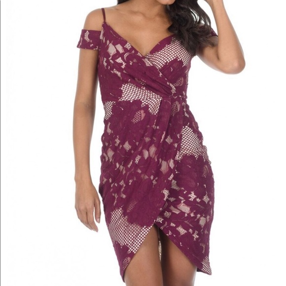 AX Paris Gorgeous burgundy cold shoulder dress - Picture 4 of 6